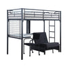 Twin Size Loft Bed with Workstation, Futon Frame, Desk Chair, Black Metal By Casagear Home