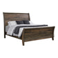 Que Wood Queen Size Bed with Curved Plank Sleigh Design, Rustic Brown By Casagear Home