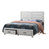 Ach Wood King Storage Bed with 2 Drawers, Plank Style Headboard, White By Casagear Home