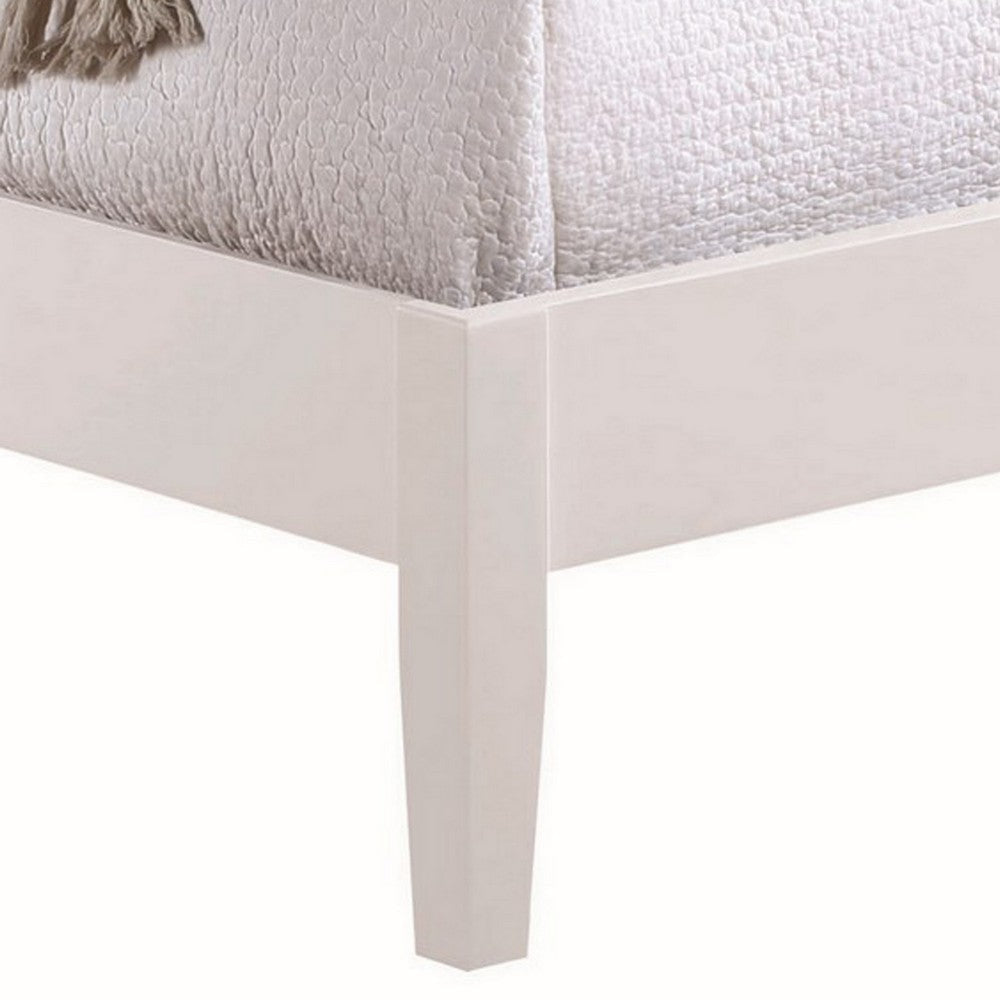 Cavi Queen Platform Bed Frame with Low Profile Tapered Legs White Wood By Casagear Home BM302823