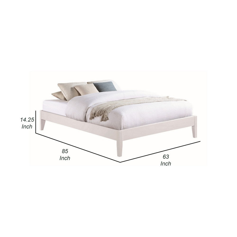 Cavi Queen Platform Bed Frame with Low Profile Tapered Legs White Wood By Casagear Home BM302823