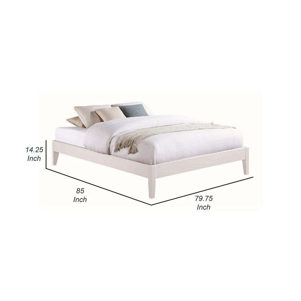 Cavi King Platform Bed Frame with Low Profile Tapered Legs White Wood By Casagear Home BM302824