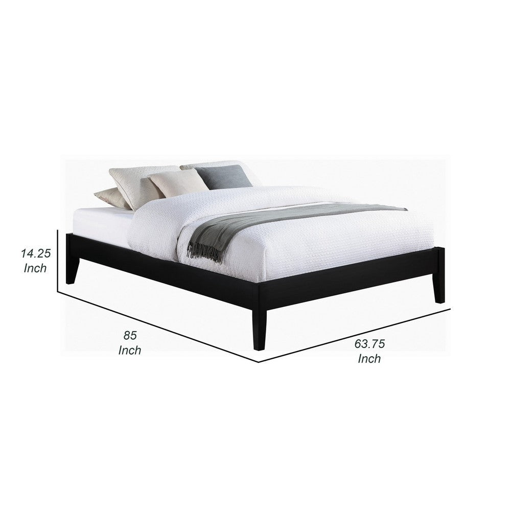 Cavi Queen Platform Bed Frame Low Profile Tapered Legs Black Wood By Casagear Home BM302828