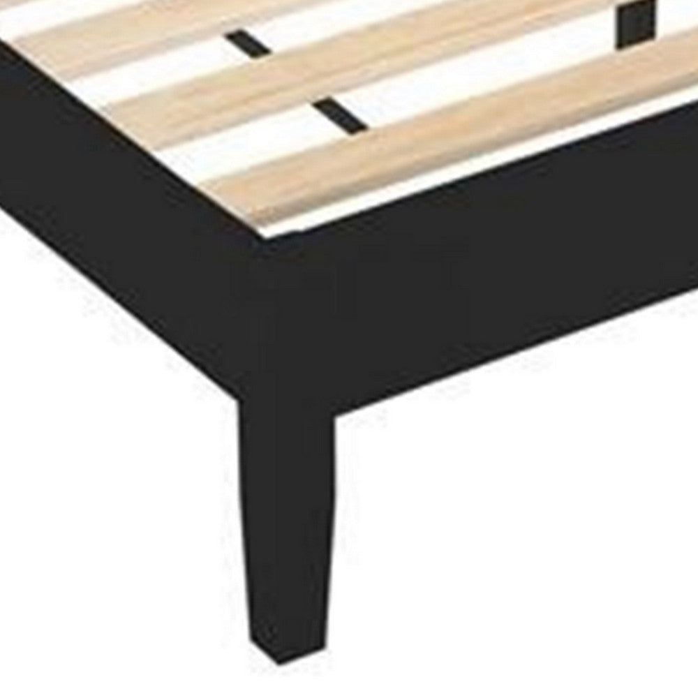 Cavi King Platform Bed Frame with Low Profile Tapered Legs Black Wood By Casagear Home BM302829