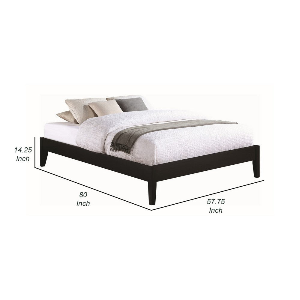 Cavi Full Platform Bed Frame with Low Profile Tapered Legs Black Wood By Casagear Home BM302831