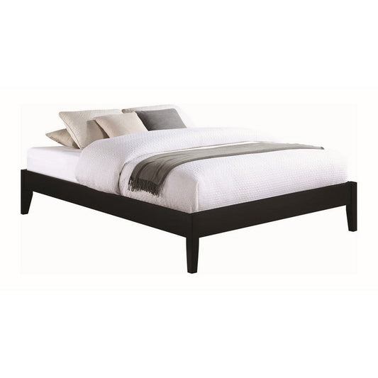 Cavi Full Platform Bed Frame with Low Profile Tapered Legs, Black Wood By Casagear Home