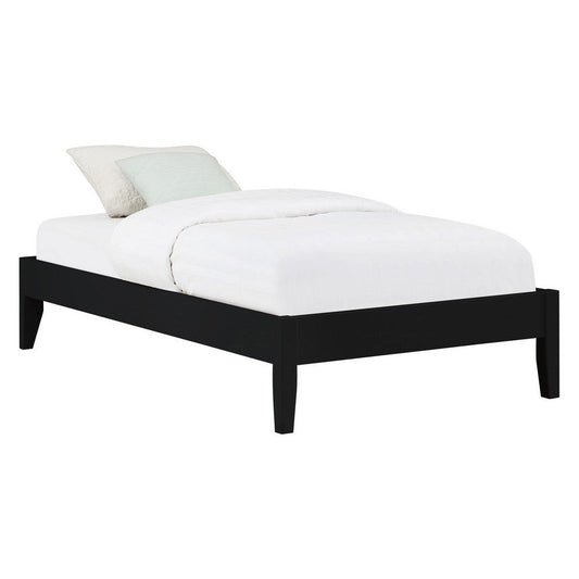 Cavi Twin Platform Bed Frame with Low Profile Tapered Legs, Black Wood By Casagear Home