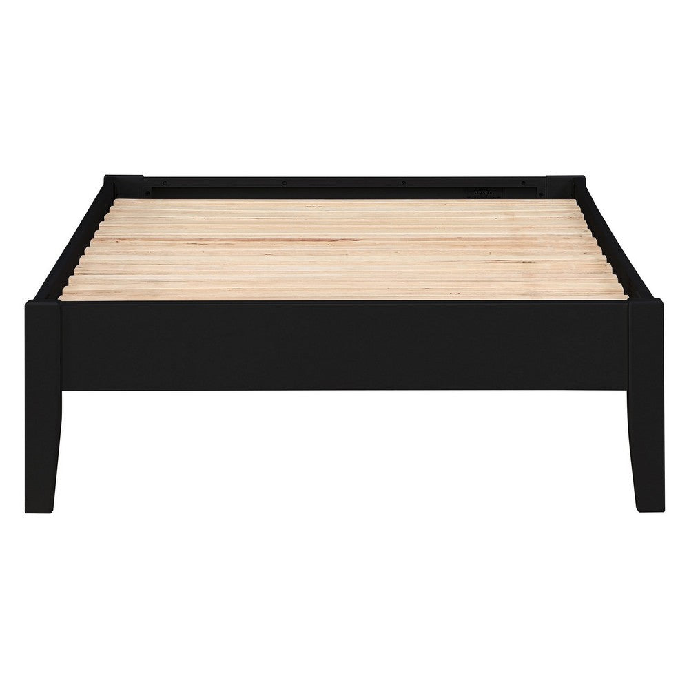 Cavi Twin Platform Bed Frame with Low Profile Tapered Legs Black Wood By Casagear Home BM302832