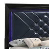 Vini King Bed LED Headboard Midnight Blue Faux Leather Upholstery Black By Casagear Home BM302834