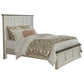 Ola Queen Panel Bed, Shutter Style Headboard, Molded Trim, White and Brown By Casagear Home