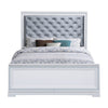 Axl Foam Queen Bed Tufted Headboard Silver Velvet Upholstery White Frame By Casagear Home BM302857