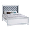 Axl Foam Queen Bed, Tufted Headboard, Silver Velvet Upholstery, White Frame By Casagear Home