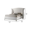 Dini Wingback King Bed Crystal Button Tufting White Velvet Upholstery By Casagear Home BM302874