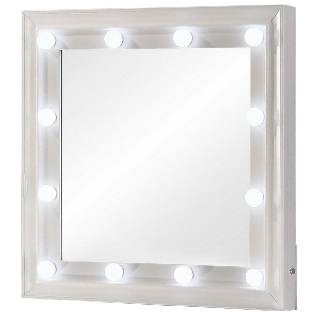 Dini 62 Inch 7 Drawer Vanity Desk with LED Lighted Mirror Classic White By Casagear Home BM302879