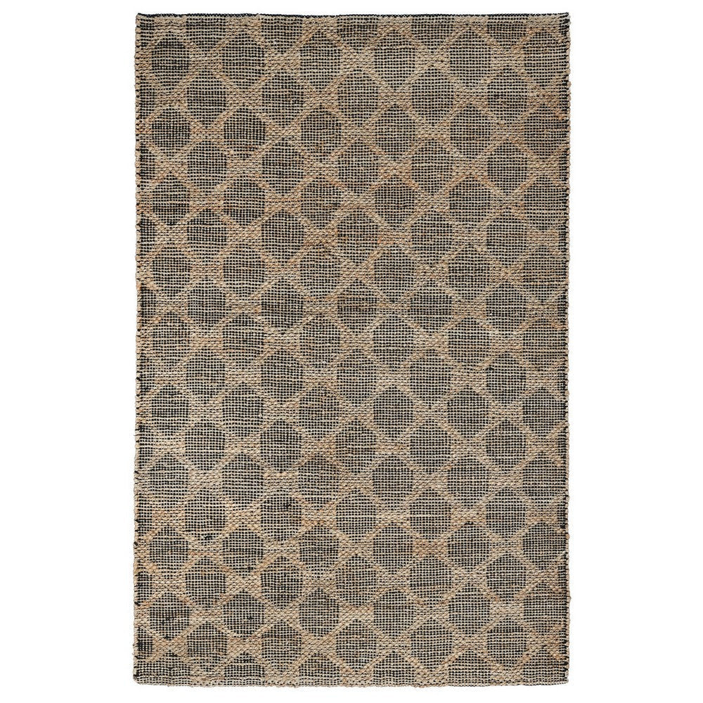 Ona 5 x 8 Handwoven Medium Area Rug Black and Brown Diamond Lattice Design By Casagear Home BM302988