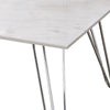 36 Inch Square Coffee Table with White Faux Marble Top Chrome Hairpin Legs By Casagear Home BM303139