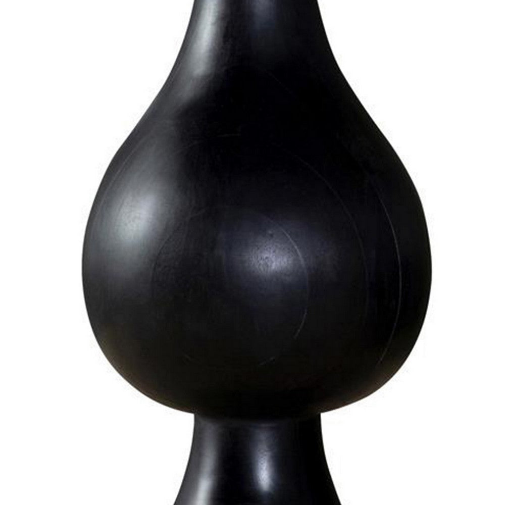 Niko 24 Inch Artisan Round Accent Table Smooth Pedestal Design Black Wood By Casagear Home BM303141