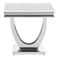 Kas 24 Inch Square End Table White Stone Top Polished Chrome Flush Base By Casagear Home BM303144