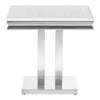 Kas 24 Inch Square End Table White Stone Top Polished Chrome Flush Base By Casagear Home BM303144