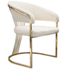 Emy 26 Inch Cantilever Barrel Dining Chair Cream Velvet Upholstery Gold By Casagear Home BM303167