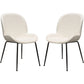 21 Inch Dining Chairs Set of 2 Black Metal Legs Ivory Boucle Upholstery By Casagear Home BM303188