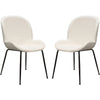 21 Inch Dining Chairs Set of 2 Black Metal Legs Ivory Boucle Upholstery By Casagear Home BM303188