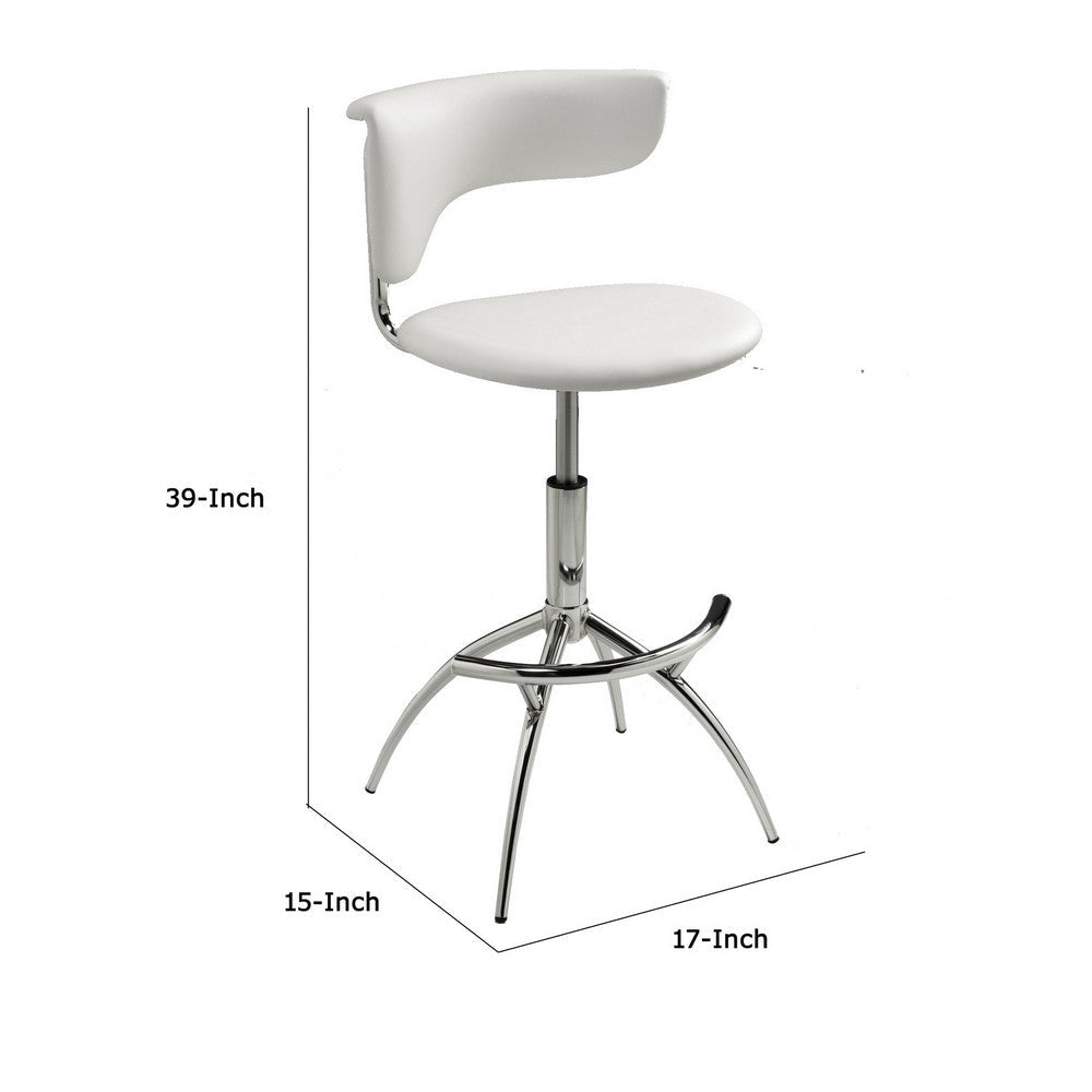 Will 26-31 Inch Adjustable Height Barstool Chair Chrome White Faux Leather By Casagear Home BM304641