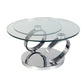 Puf 32-53 Inch Extendable Coffee Table, 2 Round Tempered Glass Tops, Chrome By Casagear Home