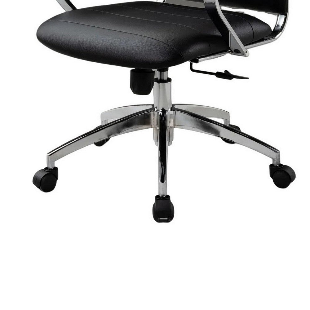 Zoha 27 Inch Adjustable Swivel Office Chair Black Faux Leather Chrome By Casagear Home BM304681