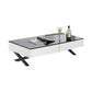 Tika 51 Inch 2 Drawer Coffee Table, Black Glass Top, Cross Legs, White Wood By Casagear Home