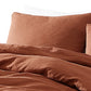 Edge 4 Piece King Size Duvet Comforter Set Washed Linen Rust Orange By Casagear Home BM304719