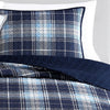 Ivy 2 Piece Twin Size Plaid Coverlet with Matching Sham Blue White By Casagear Home BM304747