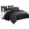 Eve 10 Piece King Comforter Set, 3 Pillows, Luxurious Black Woven Jacquard By Casagear Home