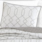 Jim 2 Piece Twin Size Reversible Coverlet Set Geometric White and Gray By Casagear Home BM304759