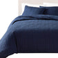 Jose 3 Piece Queen Size Comforter Set, Matching Shams, Jacquard Navy Blue By Casagear Home