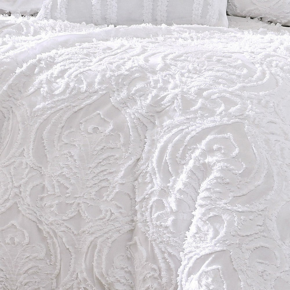 Kile Modern 6 Piece King Size Duvet Comforter Set White Medallion Pattern By Casagear Home BM304771