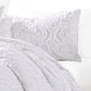 Kile Modern 6 Piece King Size Duvet Comforter Set White Medallion Pattern By Casagear Home BM304771