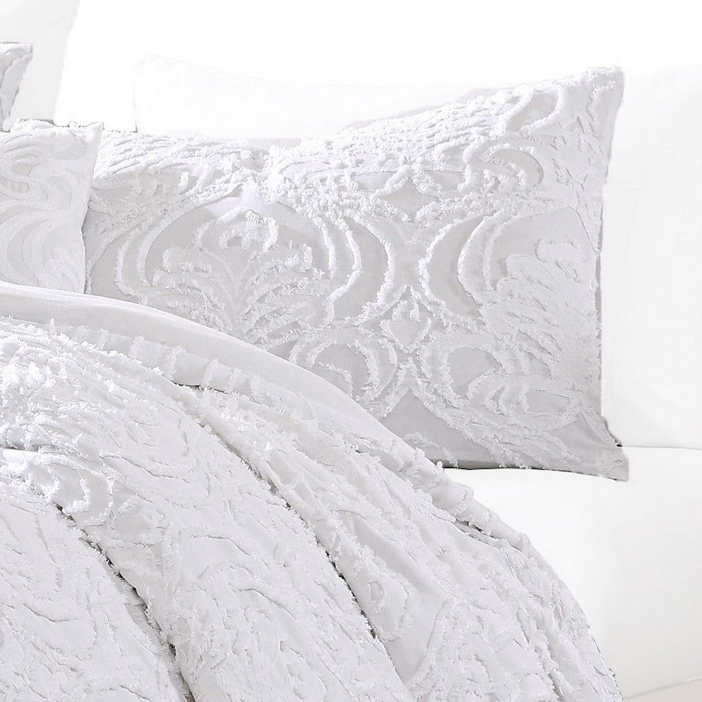 Kile Modern 6 Piece King Size Duvet Comforter Set White Medallion Pattern By Casagear Home BM304771