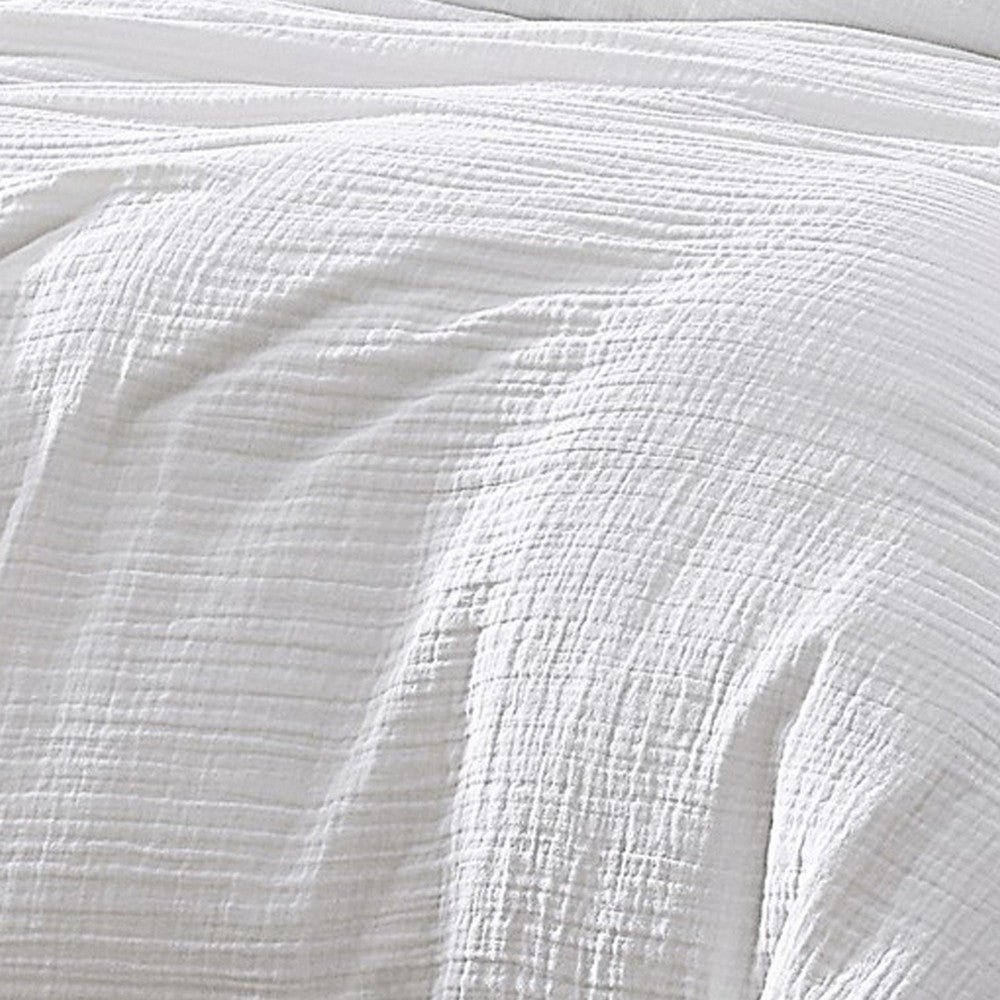 Uvi 3 Piece King Comforter Set Cotton Natural Crinkled Texture White By Casagear Home BM304777