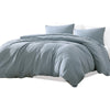 Uvi 3 Piece Queen Comforter Set, Cotton, Natural Crinkled Texture, Blue By Casagear Home