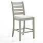 Pane 25 Inch Set of 2 Counter Height Dining Chairs Ladderback Gray Wood By Casagear Home BM304808