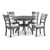 Ceri 5 Piece Round Dining Table and Chair Set, Gray Wood, White Fabric By Casagear Home