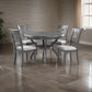 Ceri 5 Piece Round Dining Table and Chair Set Gray Wood White Fabric By Casagear Home BM304816