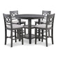 Ceri 5pc Round Counter Dining Table and Chair Set Gray Wood White Fabric By Casagear Home BM304819