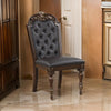 Mitch 21 Inch Tufted Dining Chair, Carved Details, Faux Leather Seat, Brown By Casagear Home