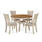 Beas 5 Piece Dining Table and Chair Set Brown Beige Wood Fabric Seating By Casagear Home BM304825