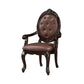 Cran 24 Inch Dining Armchair Carved Details Faux Leather Seat Brown By Casagear Home BM304832