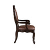 Cran 24 Inch Dining Armchair Carved Details Faux Leather Seat Brown By Casagear Home BM304832