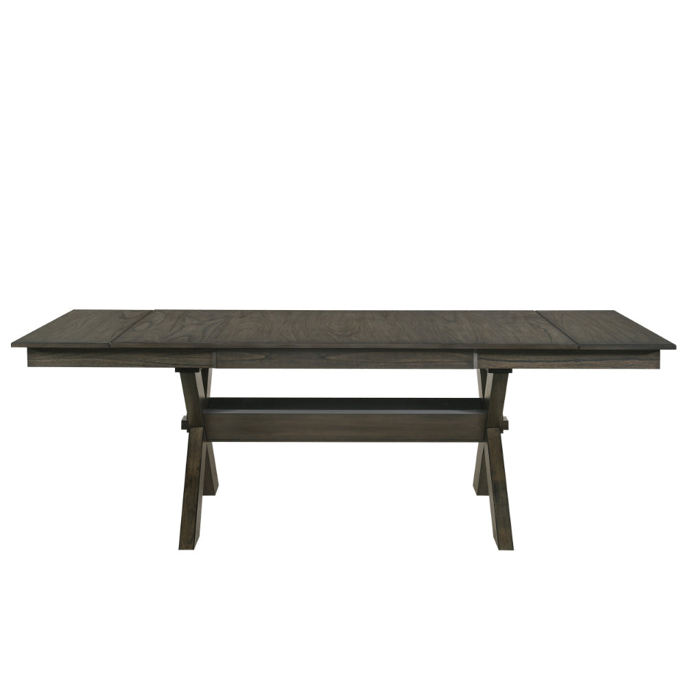 67-95 Inch Extendable Dining Table Crossed Trestle Base Rustic Brown By Casagear Home BM304834