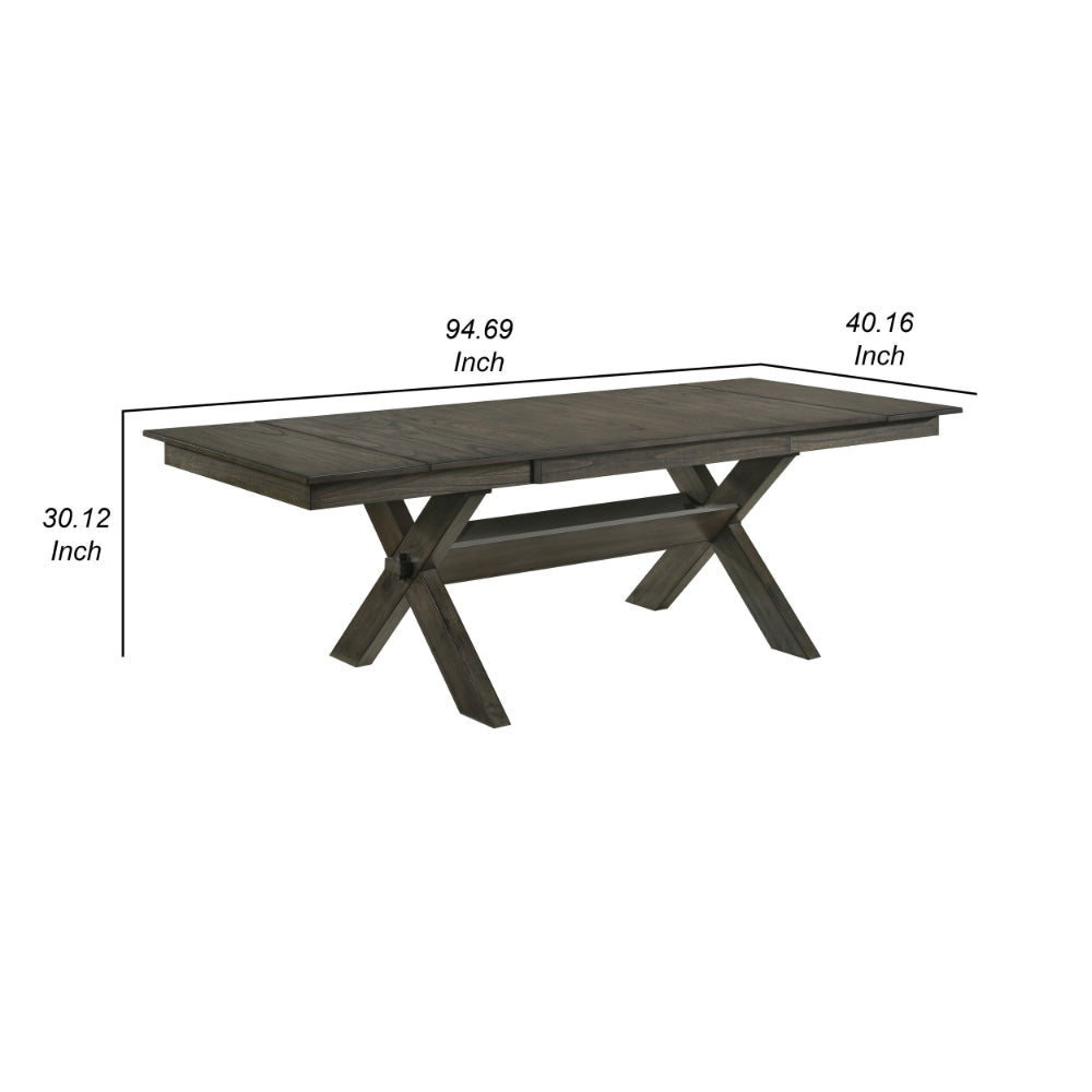 67-95 Inch Extendable Dining Table Crossed Trestle Base Rustic Brown By Casagear Home BM304834